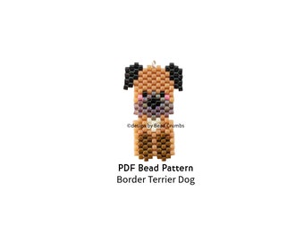 Border Terrier Dog Brick Stitch Bead Pattern, Beaded Animal Charm, PDF Digital Download