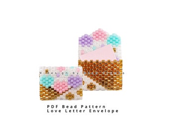 Love Letter Envelope, Odd Count Peyote Stitch Bead Pattern, Valentines Day DIY Earring Jewelry Charms, PDF Digital Download