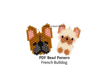 French Bulldog Beading Pattern, Brick Stitch Diagram for Seed Bead Earring Pendant Jewelry Charm, PDF Download