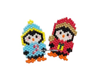 Christmas Sweater Penguins Brick Stitch Bead Pattern, DIY Beaded Earring Jewelry Charms, PDF Digital Download