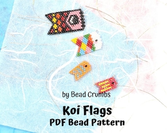 Japanese Carp Kites Bead Pattern, Koi Flag Charms, Fish Banner Childrens Day, PDF Digital Download - P2156744