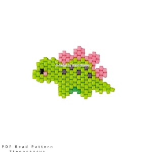 Stegosaurus Dinosaur Brick Stitch Bead Pattern, DIY Beaded Earring Jewelry Charms, PDF Digital Download image 2