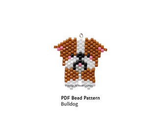 Bulldog Brick Stitch Bead Pattern, DIY Beaded Dog Earring Jewelry Charms, PDF Digital Download