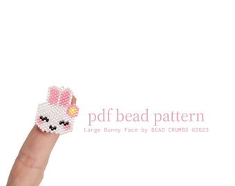 White Bunny Face Large, Brick Stitch Beading Pattern, Beaded Charm Jewelry Accessory, PDF Digital Download