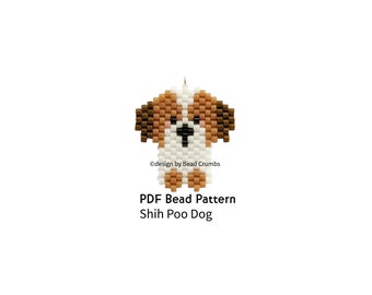 Shih Poo Dog Brick Stitch Bead Pattern, Beading Diagram for Earring Pendant Jewelry Charm, PDF Digital Download