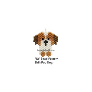 Shih Poo Dog Brick Stitch Bead Pattern, Beading Diagram for Earring Pendant Jewelry Charm, PDF Digital Download image 1