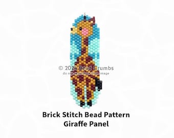 Brick Stitch Pattern Giraffe Panel, Seed Bead Diagram for Do It Yourself Animal Charms Bracelets Earrings Pendants Jewelry, Digital Download