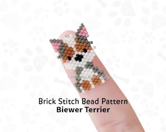Biewer Terrier Dog Bead Pattern, Brick Stitch Animal Diagram for DIY Handmade Charms Earrings Pendants Jewelry, Digital Download
