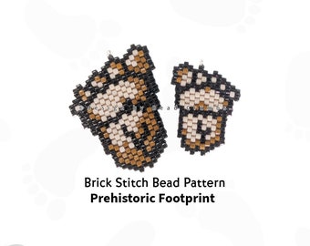 Brick Stitch Pattern Prehistoric Footprint, Seed Bead Diagram for Charms Earrings Pendants Jewelry, Digital Download