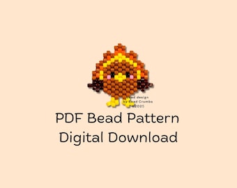 Turkey Bead Pattern, Brick Stitch Beading Fall Craft, PDF Digital Download