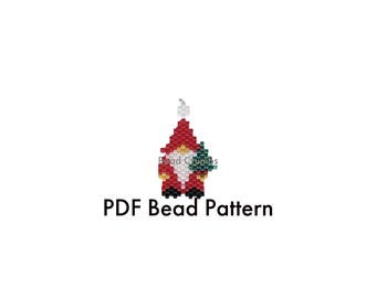 Small Christmas Gnome Brick Stitch Bead Pattern, DIY Seed Bead Earring Charms, PDF Digital Download #166R1