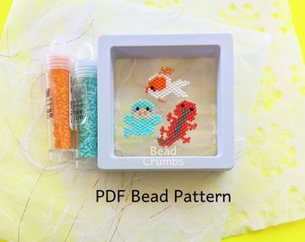 Manatee Newt Oranda Brick Stitch Bead PATTERN, Miyuki Charm Diagram, Alphabet Buddies PDF Digital Download