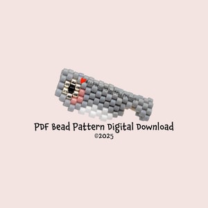 Brick Stitch Beading Gray Fish 3D Charm Diagram, PDF Pattern Digital Download
