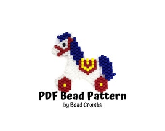 Toy Horse Bead Pattern, Miyuki Brick Stitch Beading Charm, PDF Digital Download - P2170916