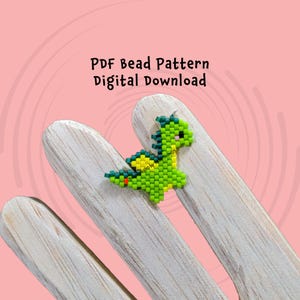 Dragon Brick Stitch Bead Pattern, Diagram Beadweaving Animal Charm, PDF Digital Download