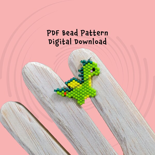Dragon Brick Stitch Bead Pattern, Diagram Beadweaving Animal Charm, PDF Digital Download