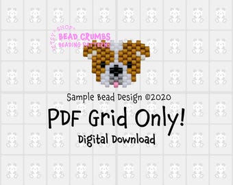 Mini Bulldog Beading Grid Only, PDF Digital Download