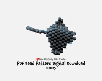 Manta Ray 3D Seed Bead Charm, Brick Stitch Beading Pattern, PDF Digital Download