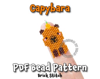 Capybara Brick Stitch Bead Pattern , Animal Beadweaving Diagram for Seed Bead Charms Earrings Pendants Jewelry