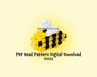 Mini Honey Bee Beading Pattern, 3D Brick & Peyote Stitch (PDF Download)