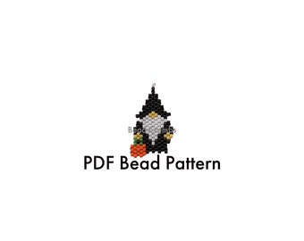 Halloween Gnome Brick Stitch Bead Pattern, Seed Bead Earring Charms, PDF Digital Download P2181974