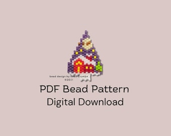 Beading Pattern: Christmas Tree House, Brick Stitch Charm, PDF Digital Download