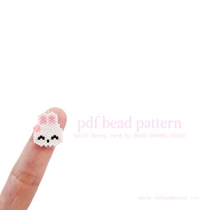 White Bunny Face Small, Brick Stitch Beading Pattern, Beaded Charm Jewelry Accessory, PDF Digital Download image 2
