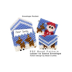 Sobre navideño con cuentas para carta a Papá Noel, patrón de cuentas de punto peyote de cuentas impares, dijes para aretes DIY, descarga digital en PDF