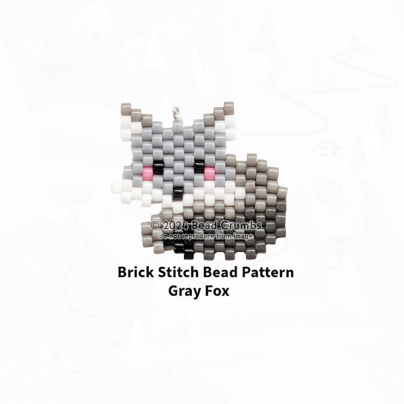 Brick Stitch Fox, Seed Bead Diagram Animal Charms Earrings Pendants Jewelry, Digital Download image 2