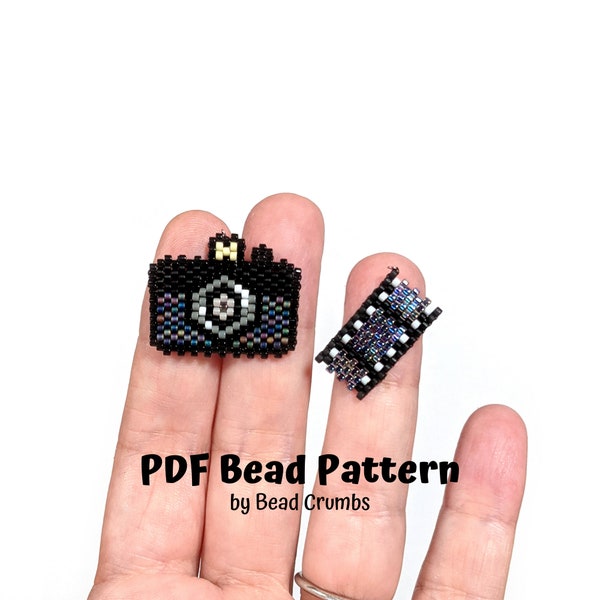 Bead Pattern Camera and Film Set, Miyuki Brick Stitch Charm, PDF Digital Download - P2167008