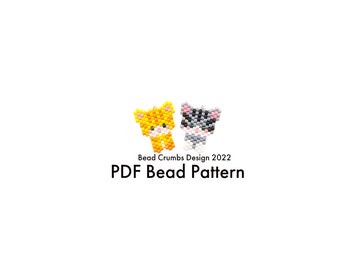 Tabby Cat Brick Stitch Bead Pattern, Beaded Animal Earring Charm Jewelry Accessory, PDF Digital Download