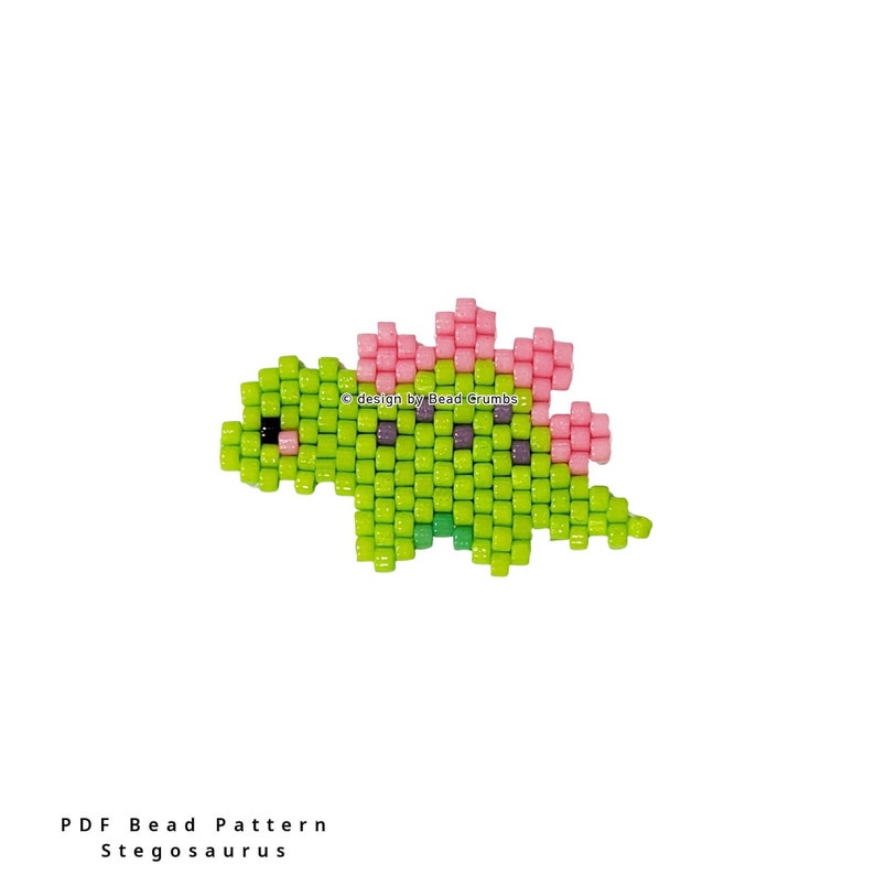 Stegosaurus Dinosaur Brick Stitch Bead Pattern, DIY Beaded Earring Jewelry Charms, PDF Digital Download image 2