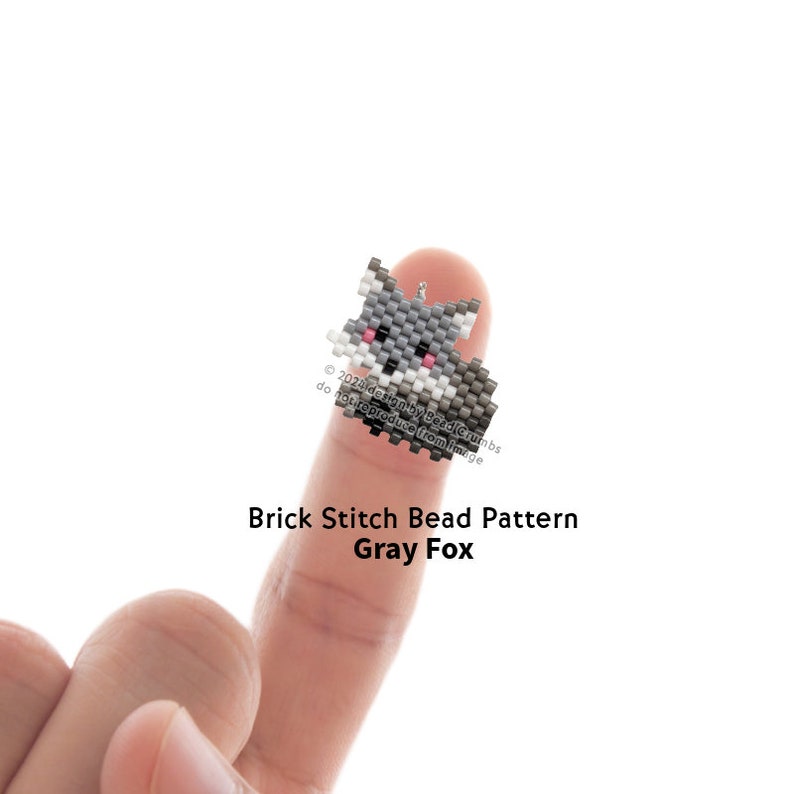 Brick Stitch Fox, Seed Bead Diagram Animal Charms Earrings Pendants Jewelry, Digital Download image 4