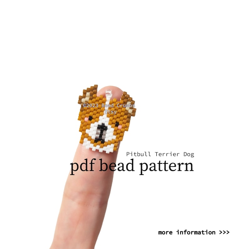 Pitbull Terrier Dog Charm, Brick Stitch PATTERN, Beadweaving Craft, PDF Digital Download image 1