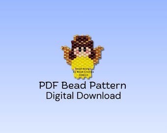 Beading Pattern, Angel Girl Brick Stitch Charm, PDF Digital Download