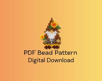 Fall Gnome Brick Stitch Bead Pattern, Thanksgiving Craft, PDF Digital Download