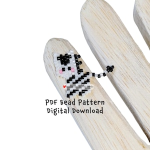 Zebra Brick Stitch Bead PATTERN, Miyuki Charm Diagram, PDF Digital Download