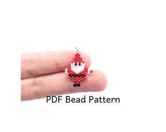 Santa Claus Christmas Bead Pattern, Miyuki Brick Stitch Charm, PDF Digital Download - P2166445
