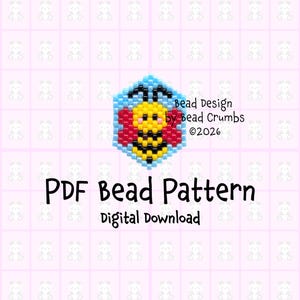 Beading Pattern, Brick Stitch Honey Bee Charm Valentines Earrings Pendant, PDF Digital Download
