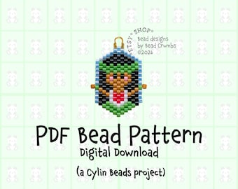 Beading Pattern, Brick Stitch Hula Dancer Earrings Pendant, PDF Digital Download
