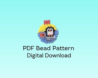 Bead Pattern: Penguin Christmas Ornament, Brick Stitch Charm, PDF Digital Download