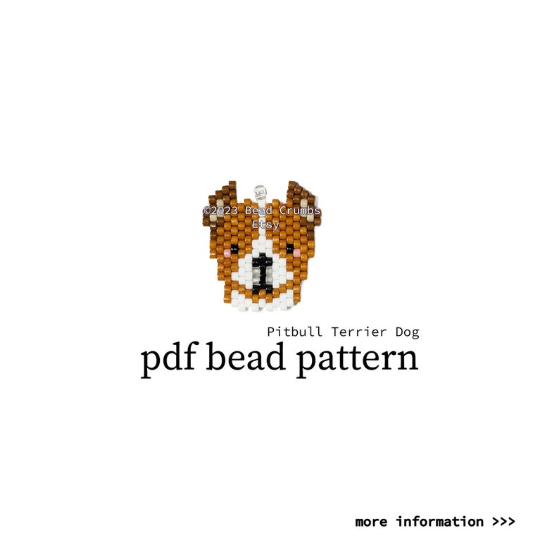 Pitbull Terrier Dog Charm, Brick Stitch PATTERN, Beadweaving Craft, PDF Digital Download image 2