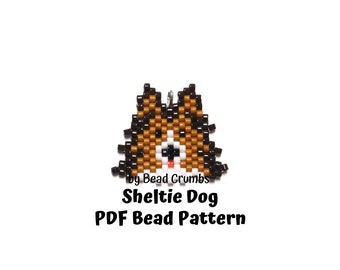 Bead Pattern Sheltie, Shetland Sheepdog, DIY Brick Stitch Animal Charm, PDF Digital Pattern