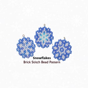 Snowflakes Brick Stitch Beading Pattern,  Diagram for DIY Beadweaving Seed Bead Earrings Pendant Jewelry, Digital Download