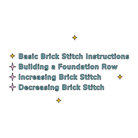 Learn to Brick Stitch Bead - Foundation Row Ladder, Increasing, and Decreasing Diagrams