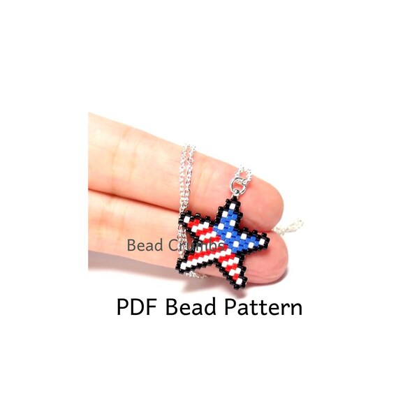 Bead Pattern Patriotic Star, Brick Stitch Charms - PDF Digital File