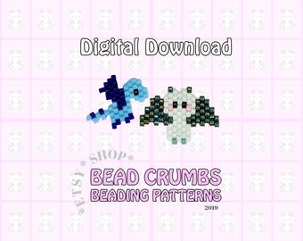 Brick Stitch Bead Pattern Mini Dragon PDF, Miyuki Delica Beading Chart, Small Beaded Charm Design, Craft Digital Download