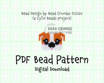 Dog Brick Stitch Beading Pattern, Charms Jewelry Earrings Pendant "Porgie" (Digital Download)