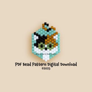 Calico Cat Brick Stitch Beading Pattern, Bead Weaving Charm, PDF Digital Download