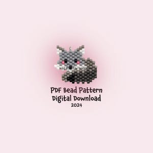 Gray Fox Brick Stitch Charm Bead Pattern, PDF Digital Download